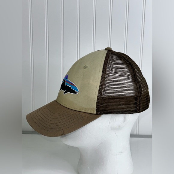 Patagonia Hat Cap Snap Back Fitz Roy Fish Trout Brown One Size Ajdustable - Picture 2 of 7